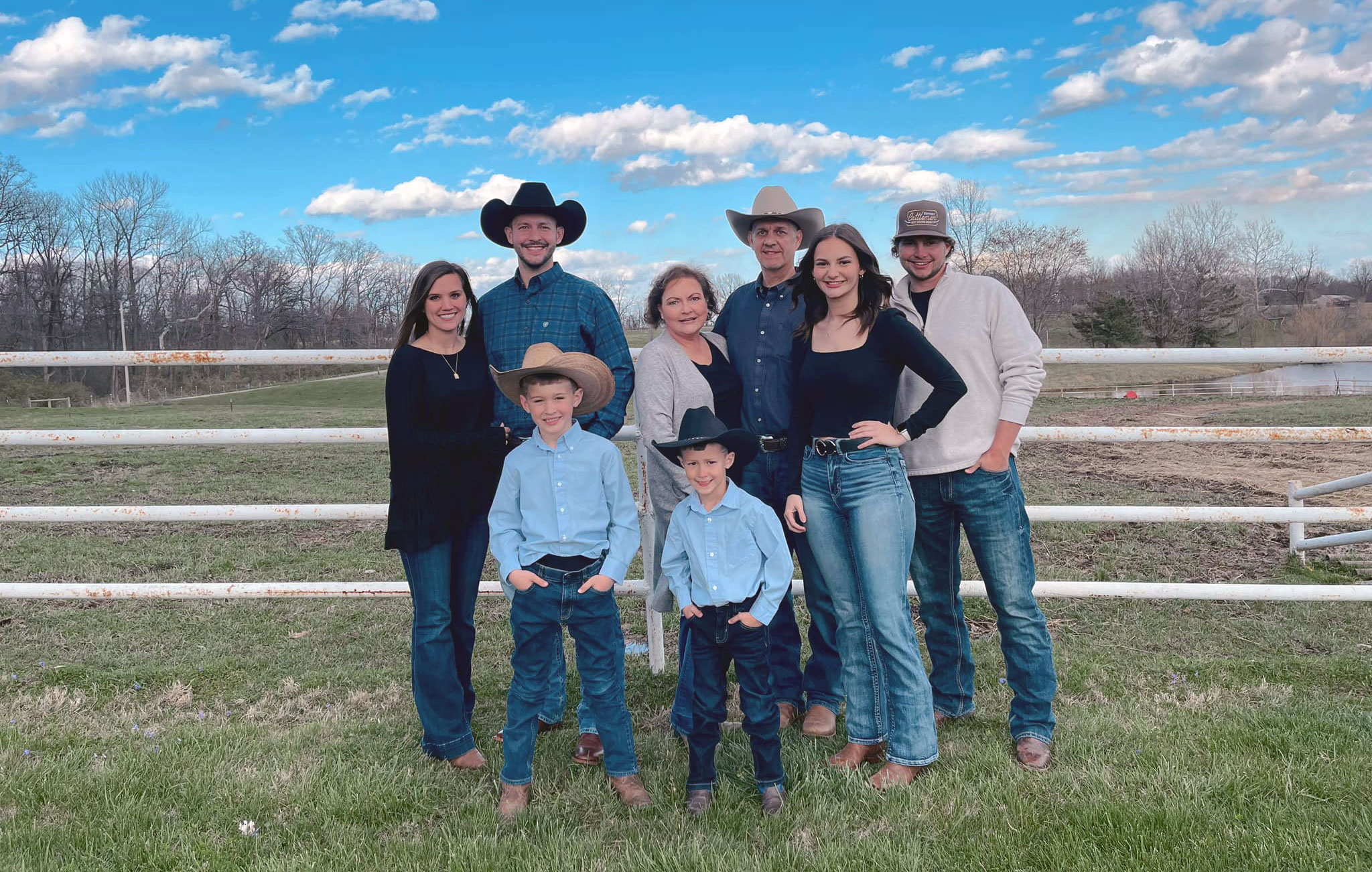 A group photo of the Deisher family on their ranch